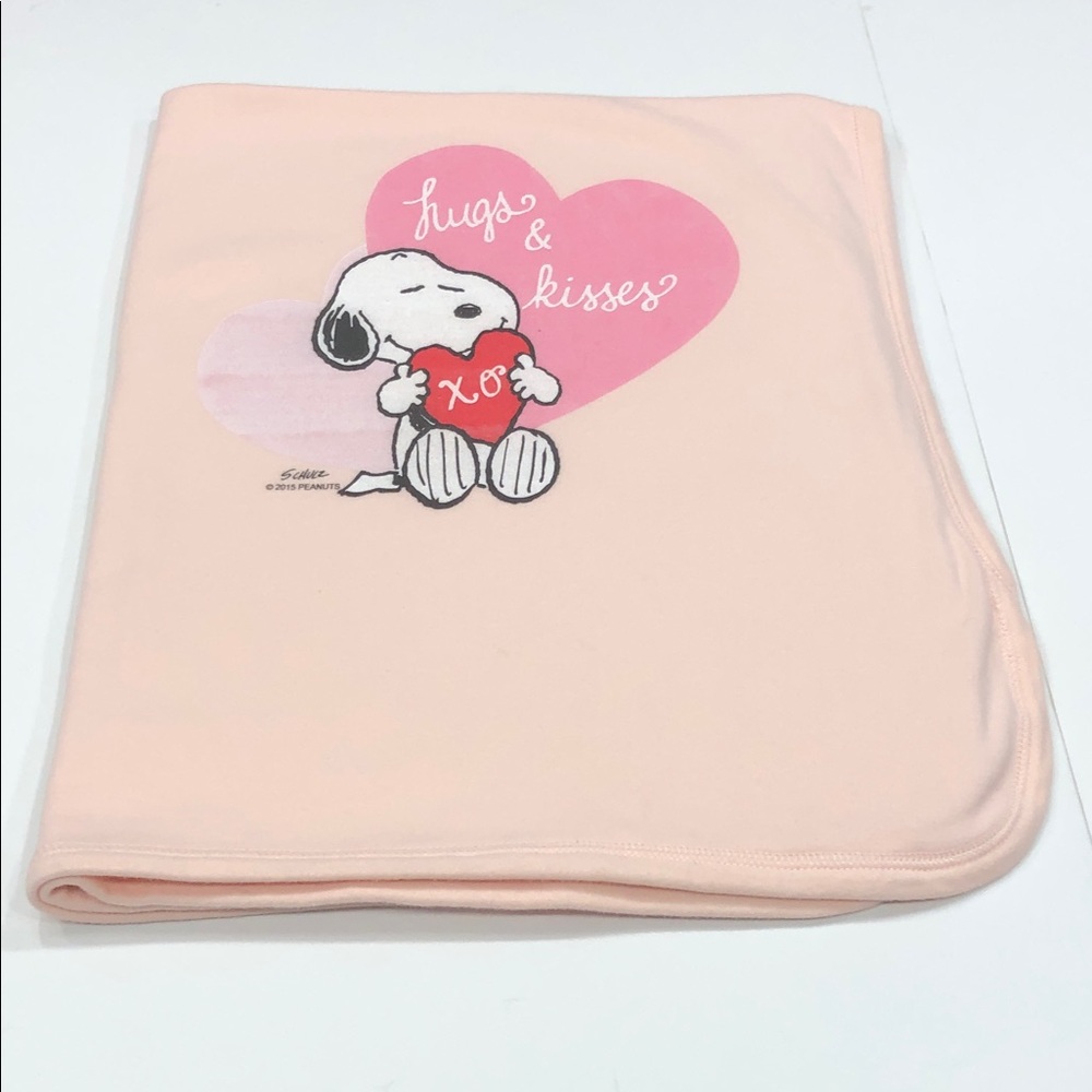 Peanuts Snoopy Hugs & Kisses Baby Blanket Pink/Polka Dots